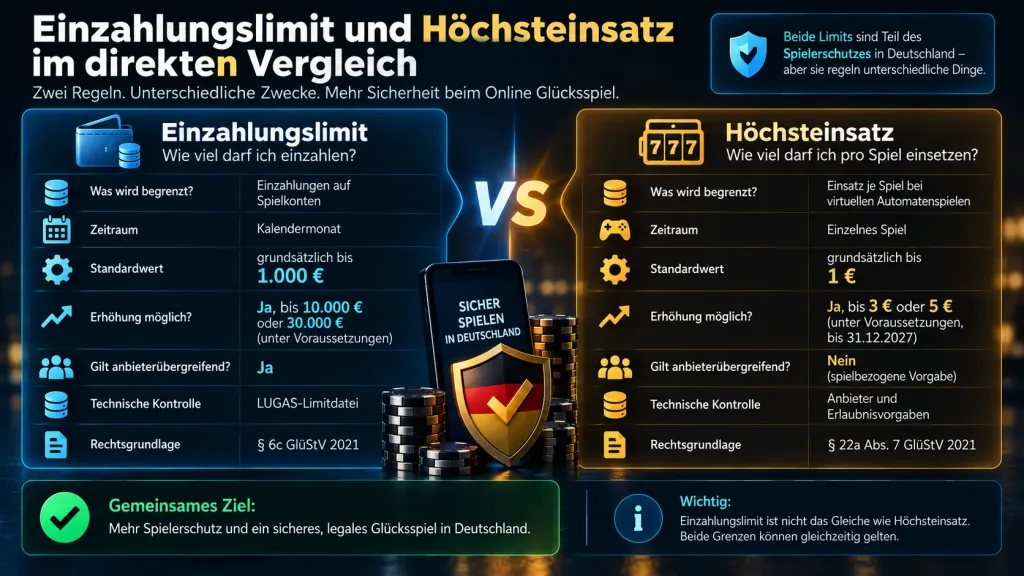 Einzahlungslimit und Einsatzlimit beim Online Glücksspiel