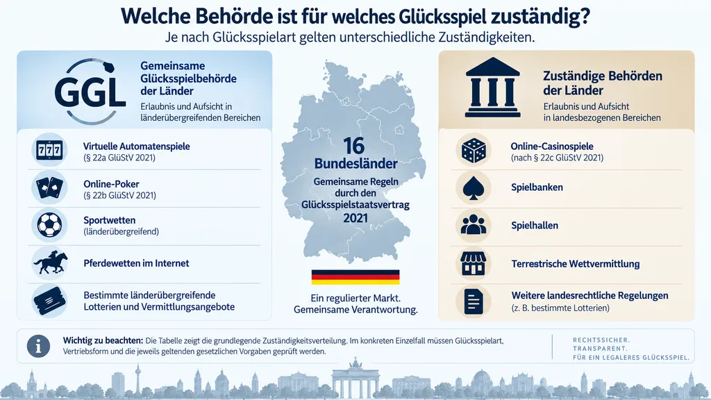Welche Behörde ist für welches Glücksspiel zuständig?