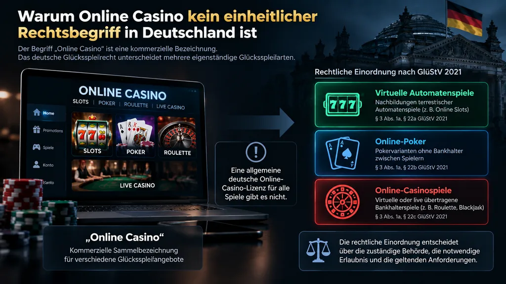Warum Online Casino kein einheitlicher Rechtsbegriff für Glücksspielseiten ist