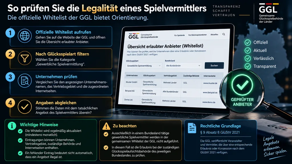 Wie lässt sich die Erlaubnis eines Spielvermittlers prüfen?