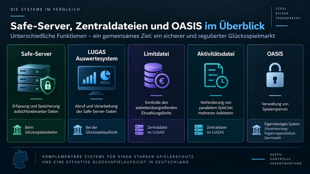 Safe-Server, Zentraldateien und OASIS unterscheiden
