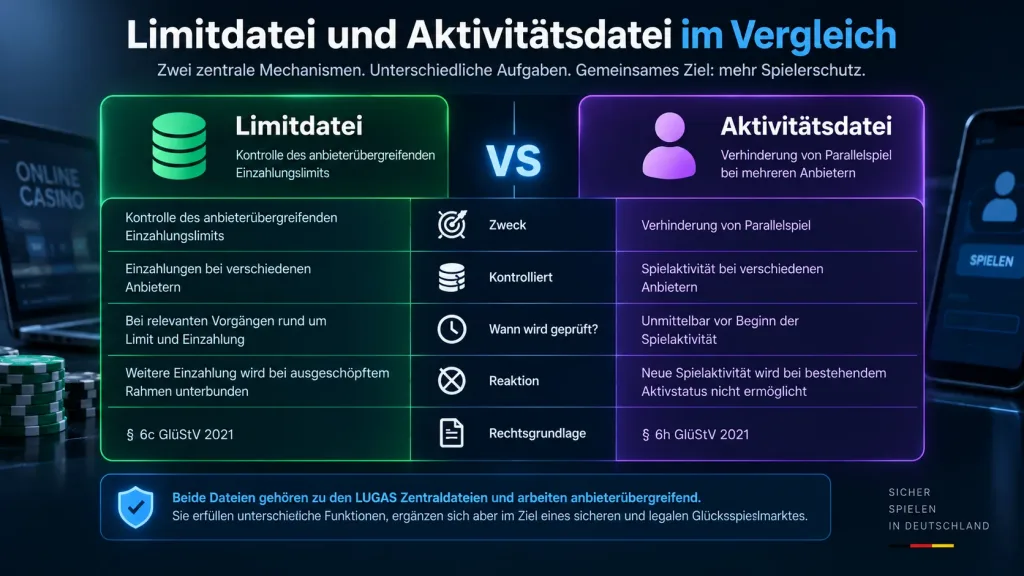 Limitdatei und Aktivitätsdatei im Vergleich